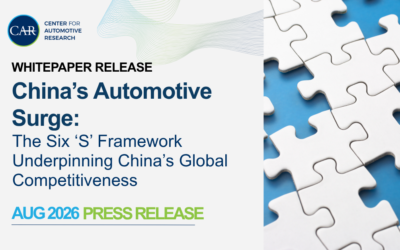 CAR Research Identifies Six Factors Driving China’s Global Automotive Competitiveness